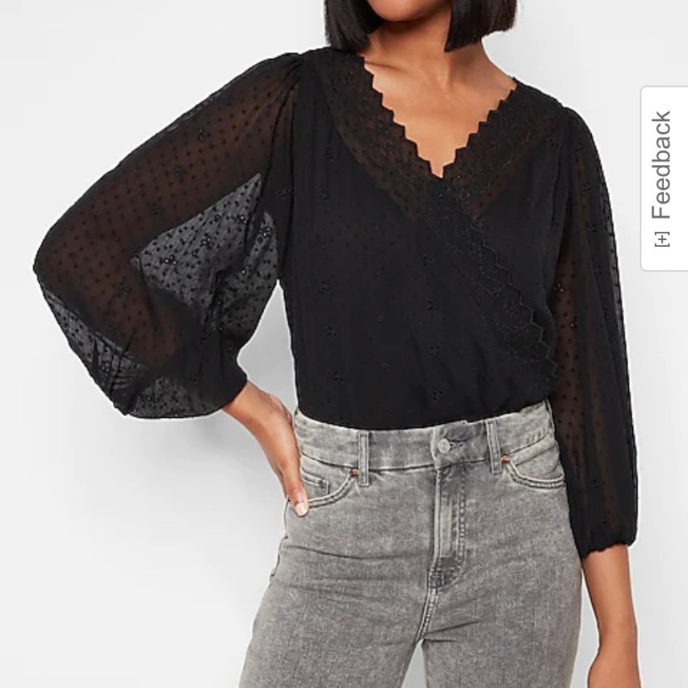 NWT Express eyelet trim faux wrap thong bodysuit